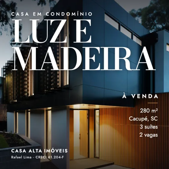 Post de exemplo: Casa em condomínio · Luz e madeira