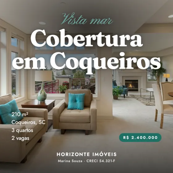 Post de exemplo: Cobertura em Coqueiros, vista mar