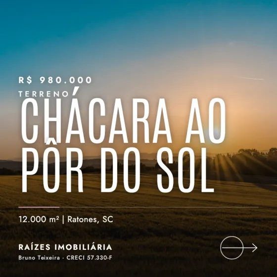 Post de exemplo: Terreno · Chácara ao pôr do sol